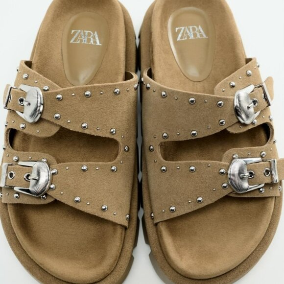 ZARA BUCKED SUEDE SANDALS (US 6 - 6.5, EUR 36-37) - Picture 3 of 5